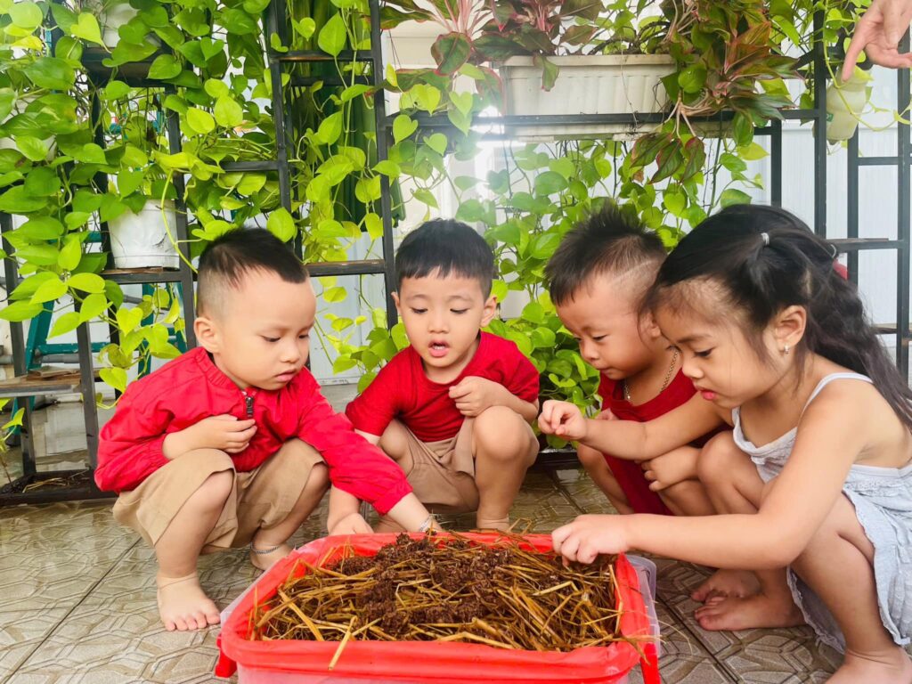 BÉ TRỒNG NẤM RƠM